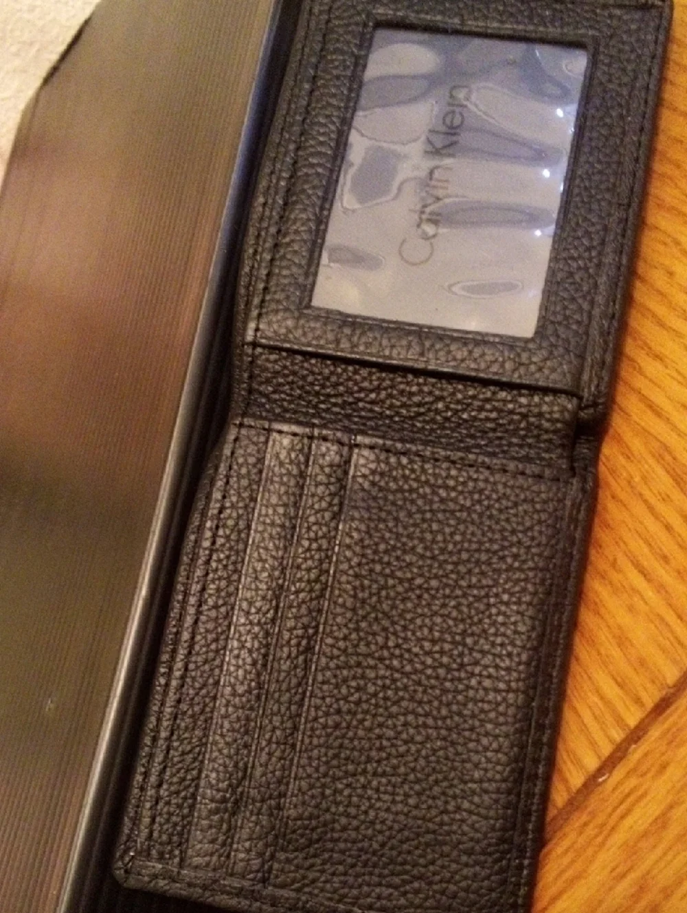 Calvin Klein Black Pebbled Leather Bi-Fold Card Holder